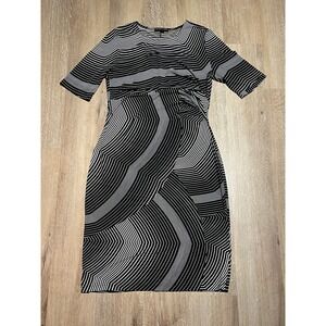 Banana Republic Black‎ White Striped Midi Dress Career Casual Party